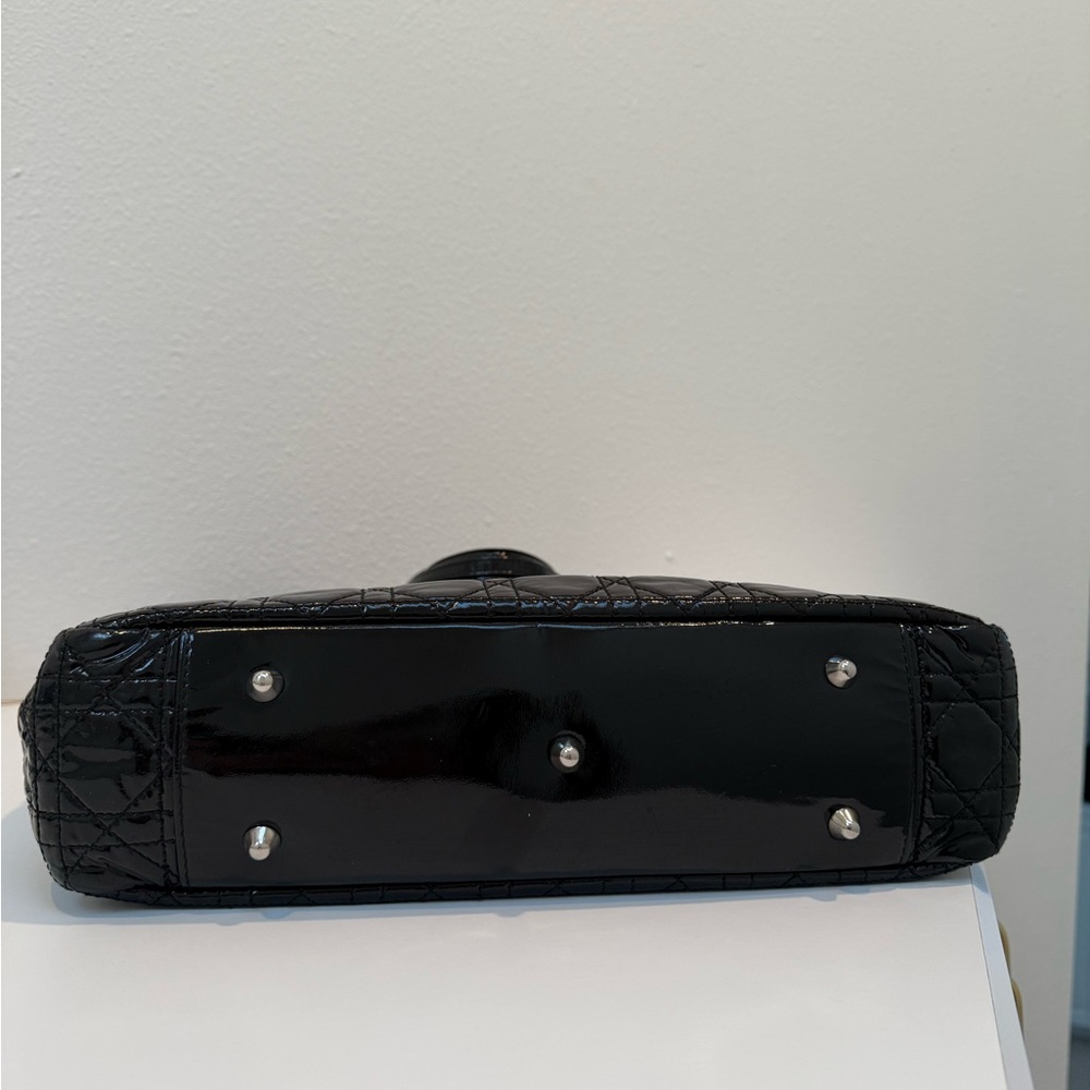 Christian Dior Patent Lady Dior Soft Black Cannage Shopping Tote Bag - Picture 7 of 14